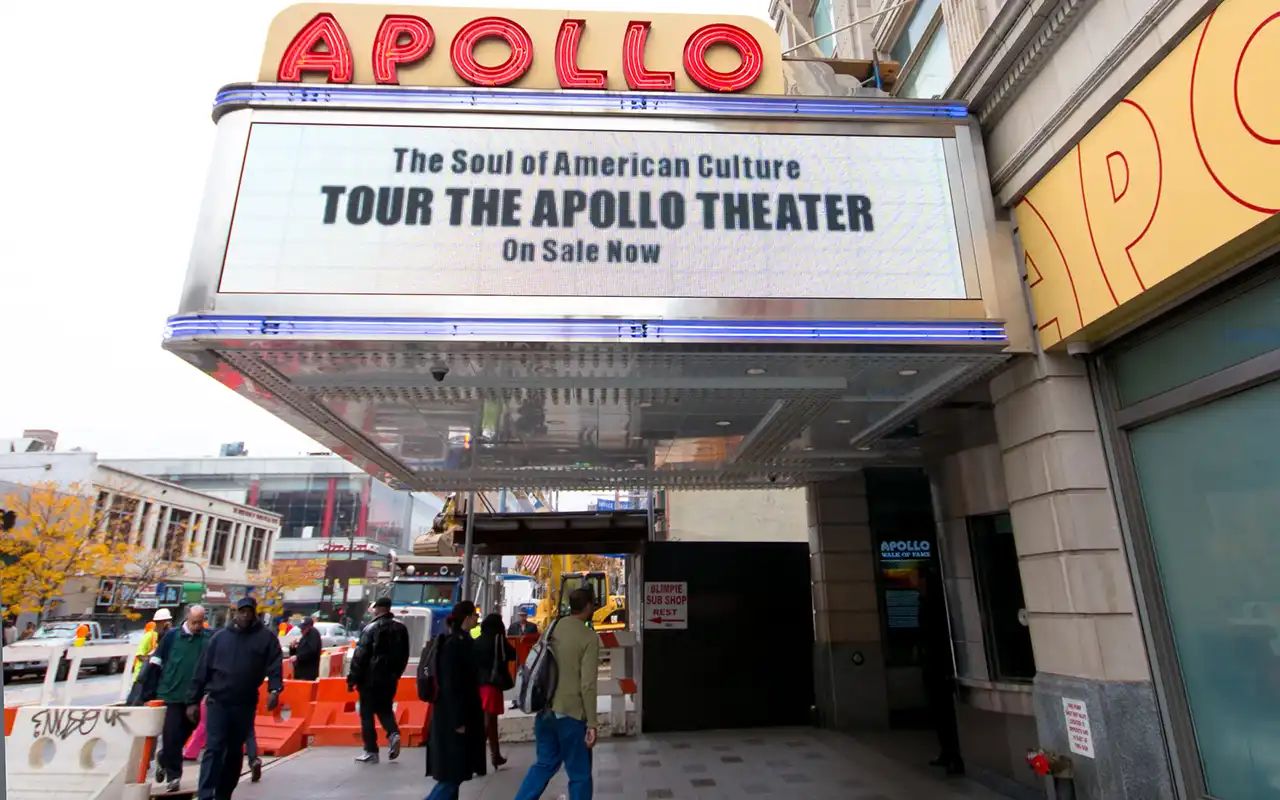 Apollo Theater, a historic music venue known for launching the careers of many famous artists