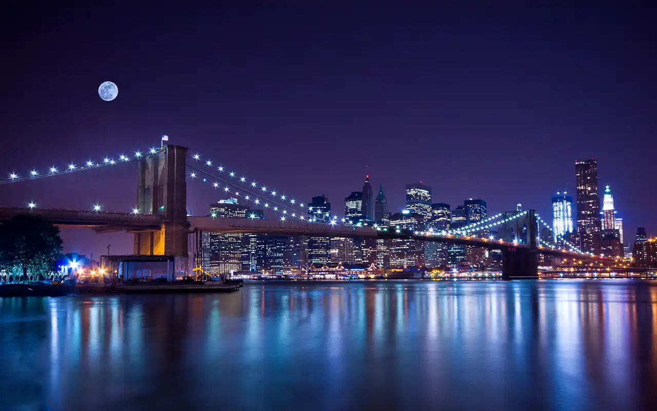 Historic Brooklyn Bridge at Dusk