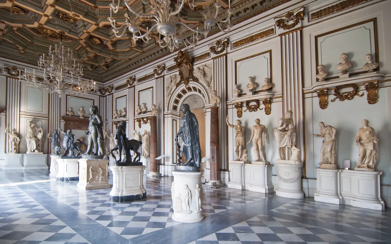 View of the exterior of the Capitoline Museums, a collection of art and archaeological museums in Rome, Italy