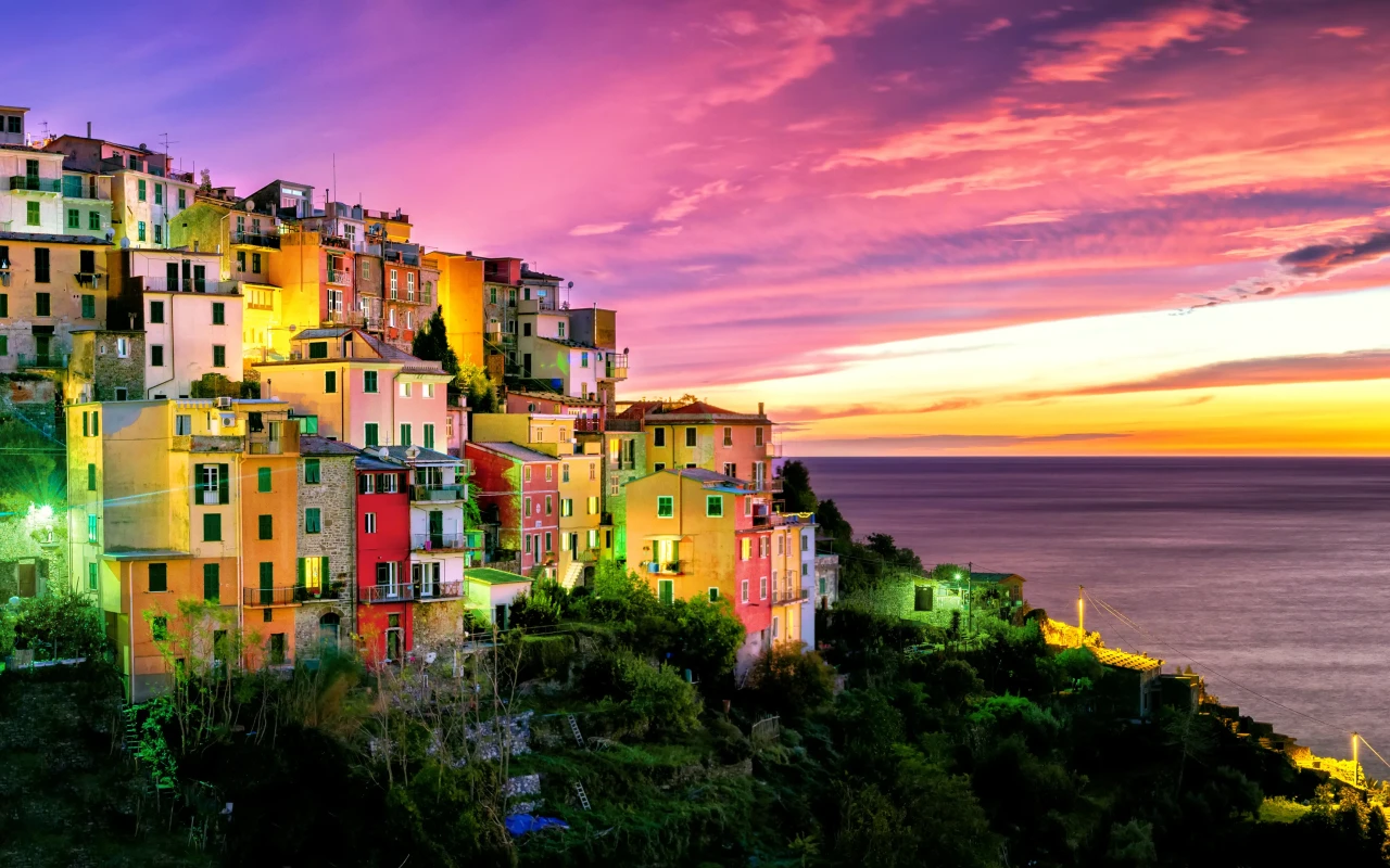 Picturesque landscape of Cinque Terre, Italy with colorful houses and dramatic coastline