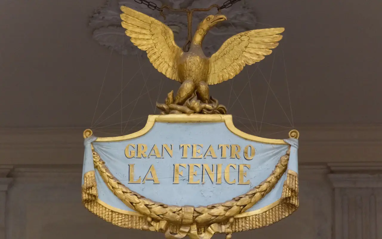 Sign of Gran Teatro La Fenice with an eagle