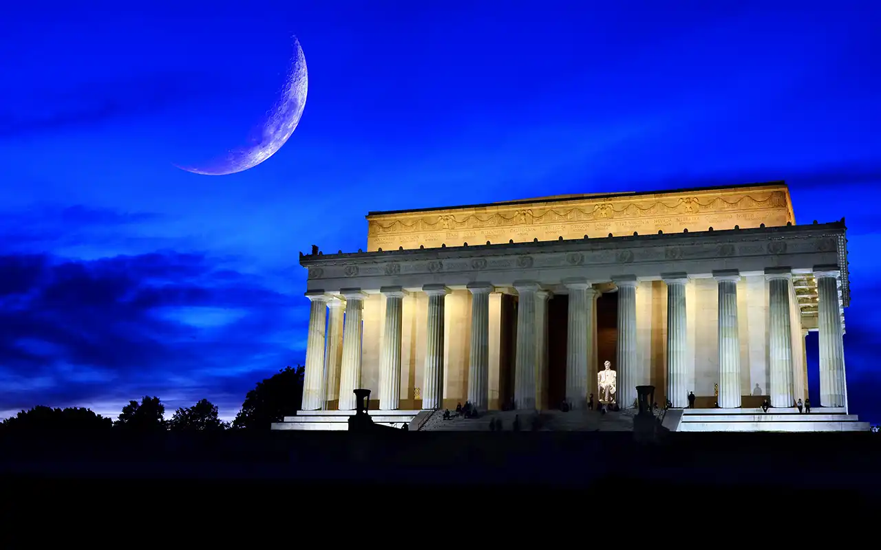 Visitors exploring the majestic Lincoln Memorial, a grand monument dedicated to Abraham Lincoln in Washington D.C.