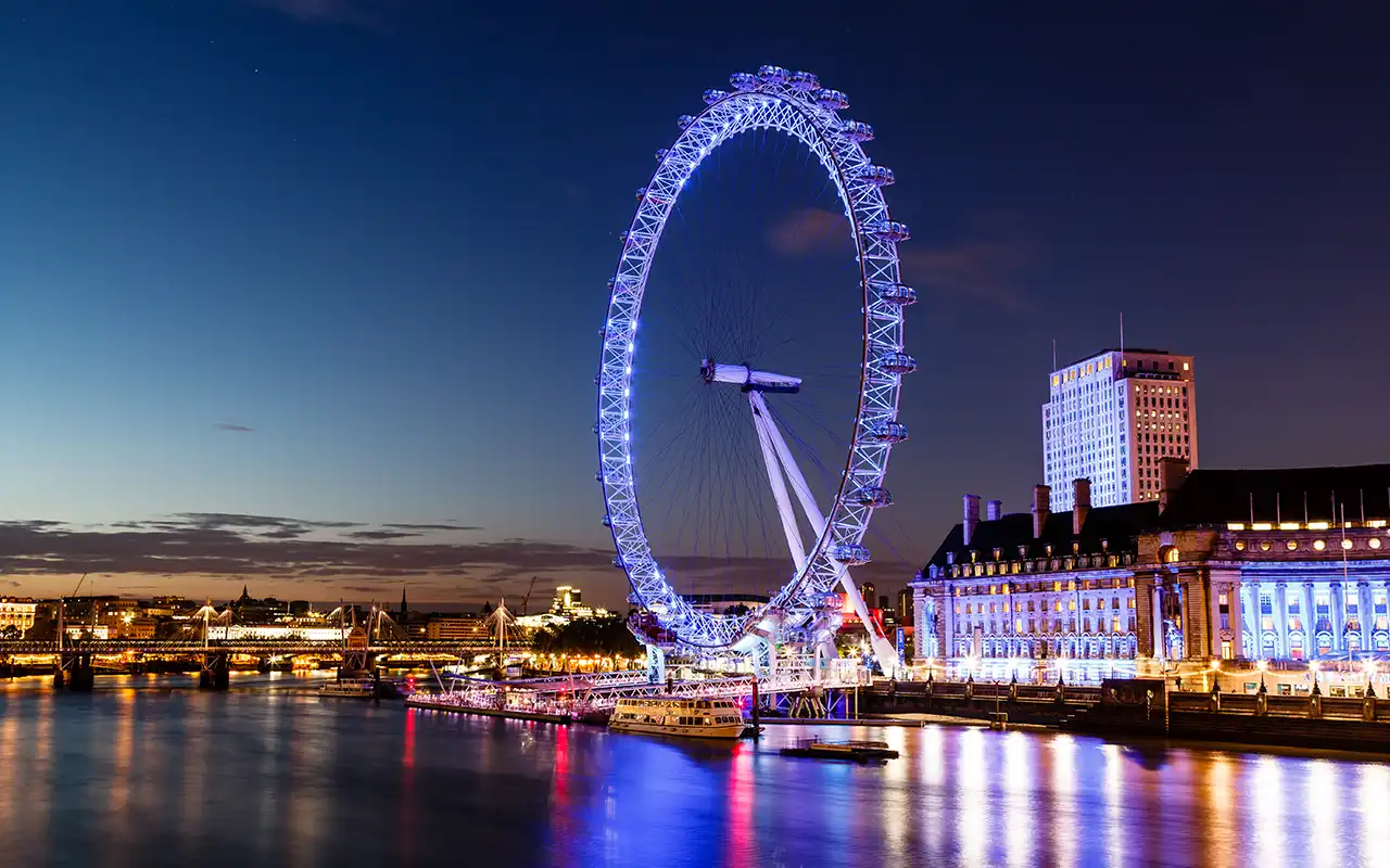 Stunning view of the iconic London Eye Ferris wheel on a sunny day