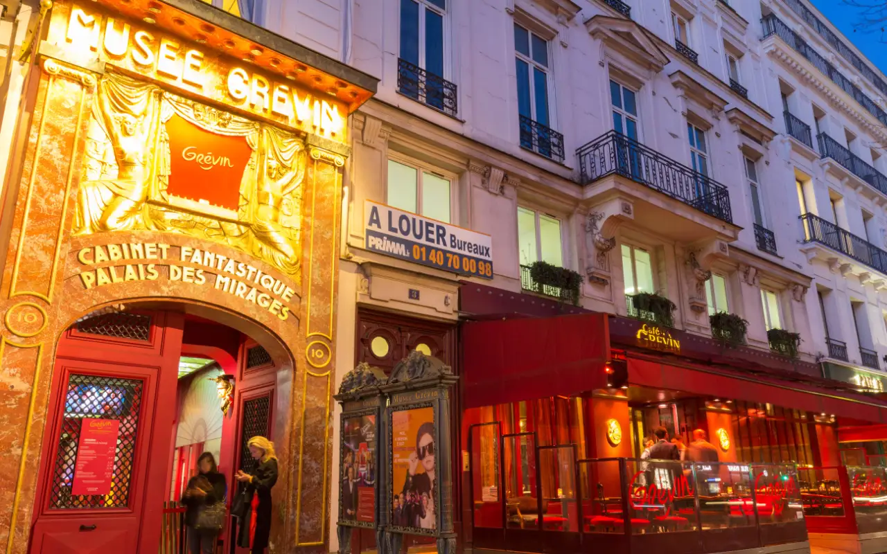 Musee Grevin entrance, featuring the famous French wax museum facade