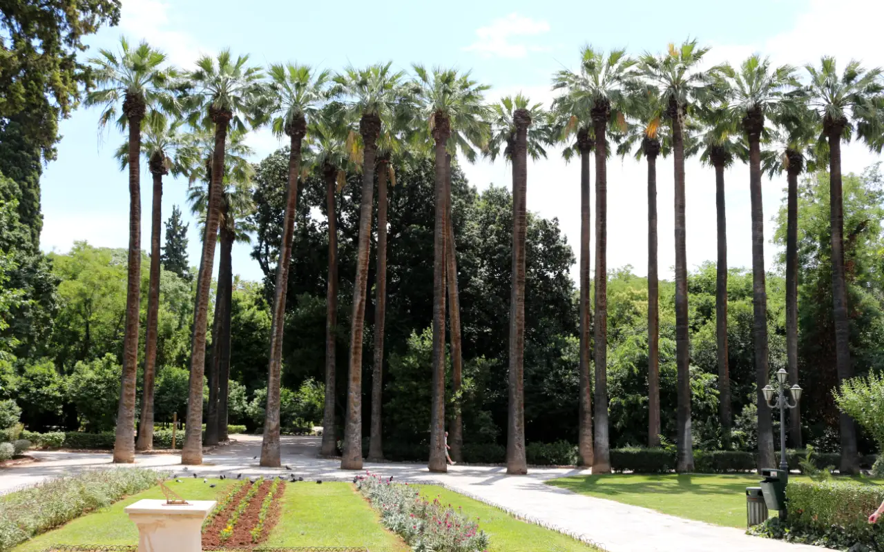 National Garden Of Athens in Greece - a public park in the heart of Athens, featuring lush gardens, ancient ruins, and a small zoo, offering a peaceful escape from the bustling city and a glimpse into the natural beauty of Greece.