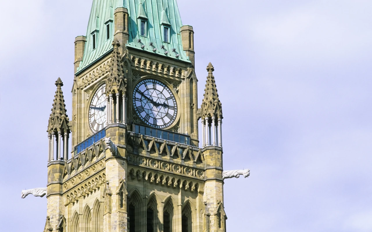 Image of the iconic Peace Tower in the Parliament buildings, Ottawa