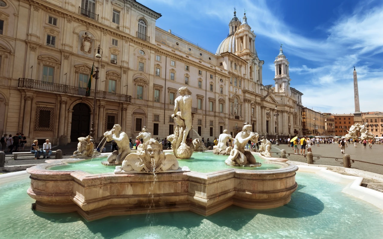 Stunning view of the historic Piazza Navona in Rome, Italy
