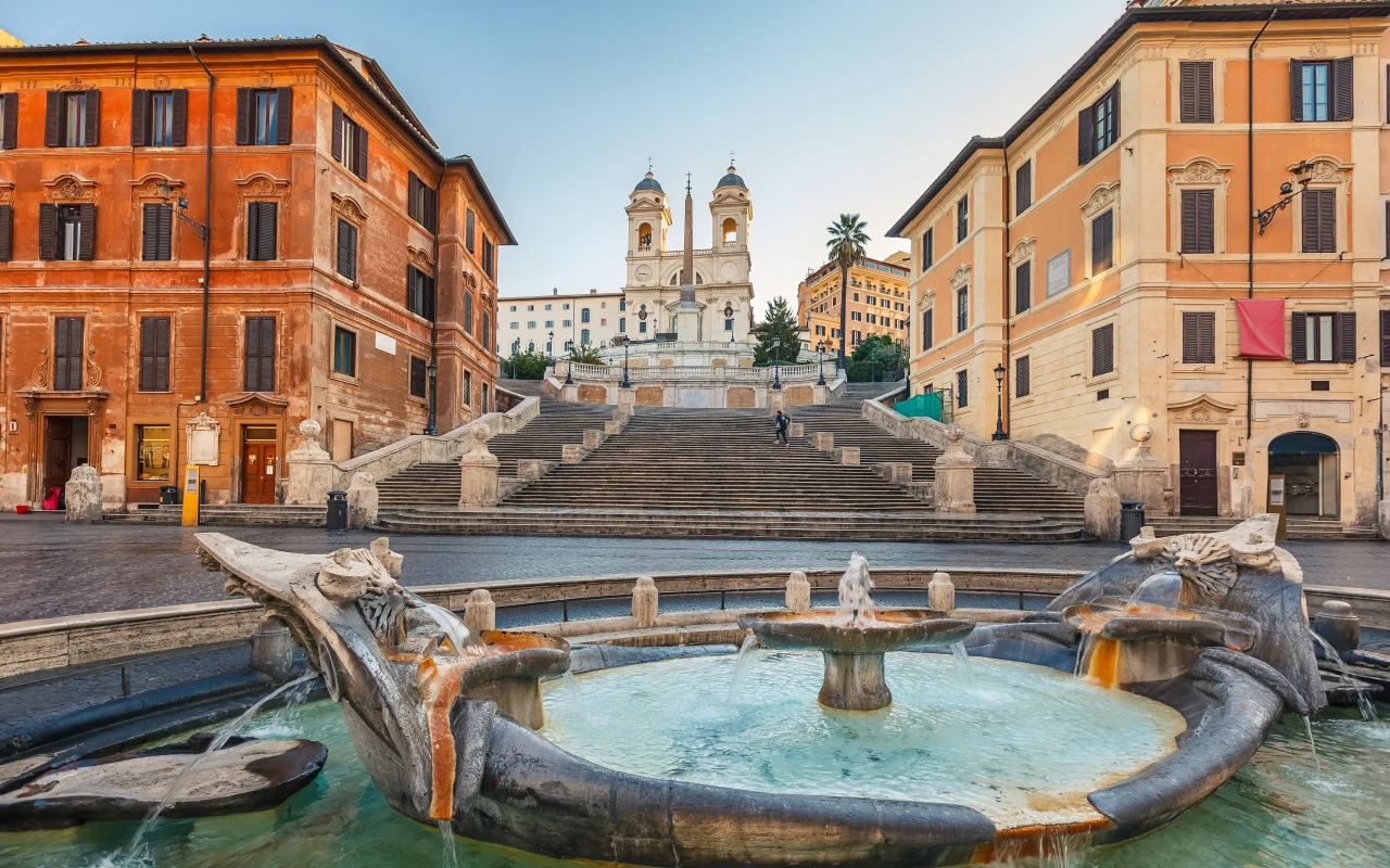 View of the historic Spanish Steps in Rome