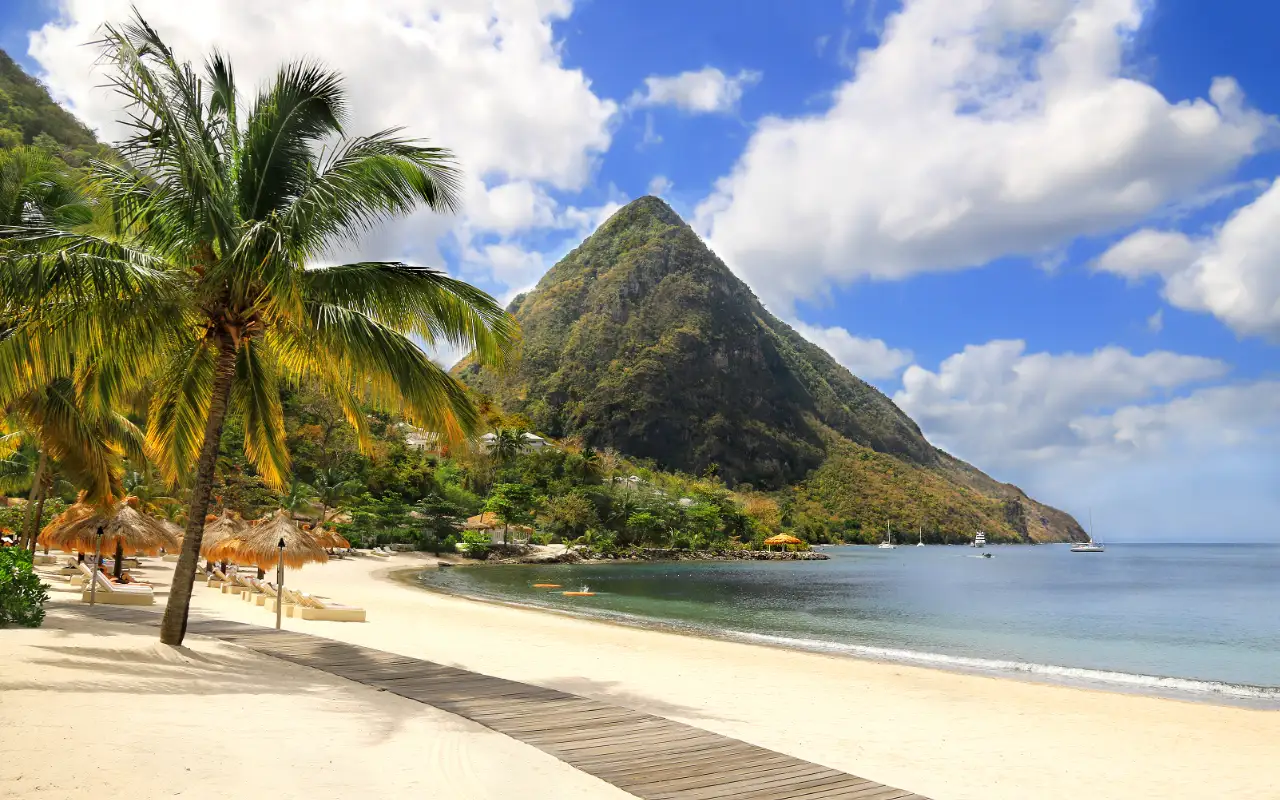Breathtaking view of the beautiful tropical island St Lucia