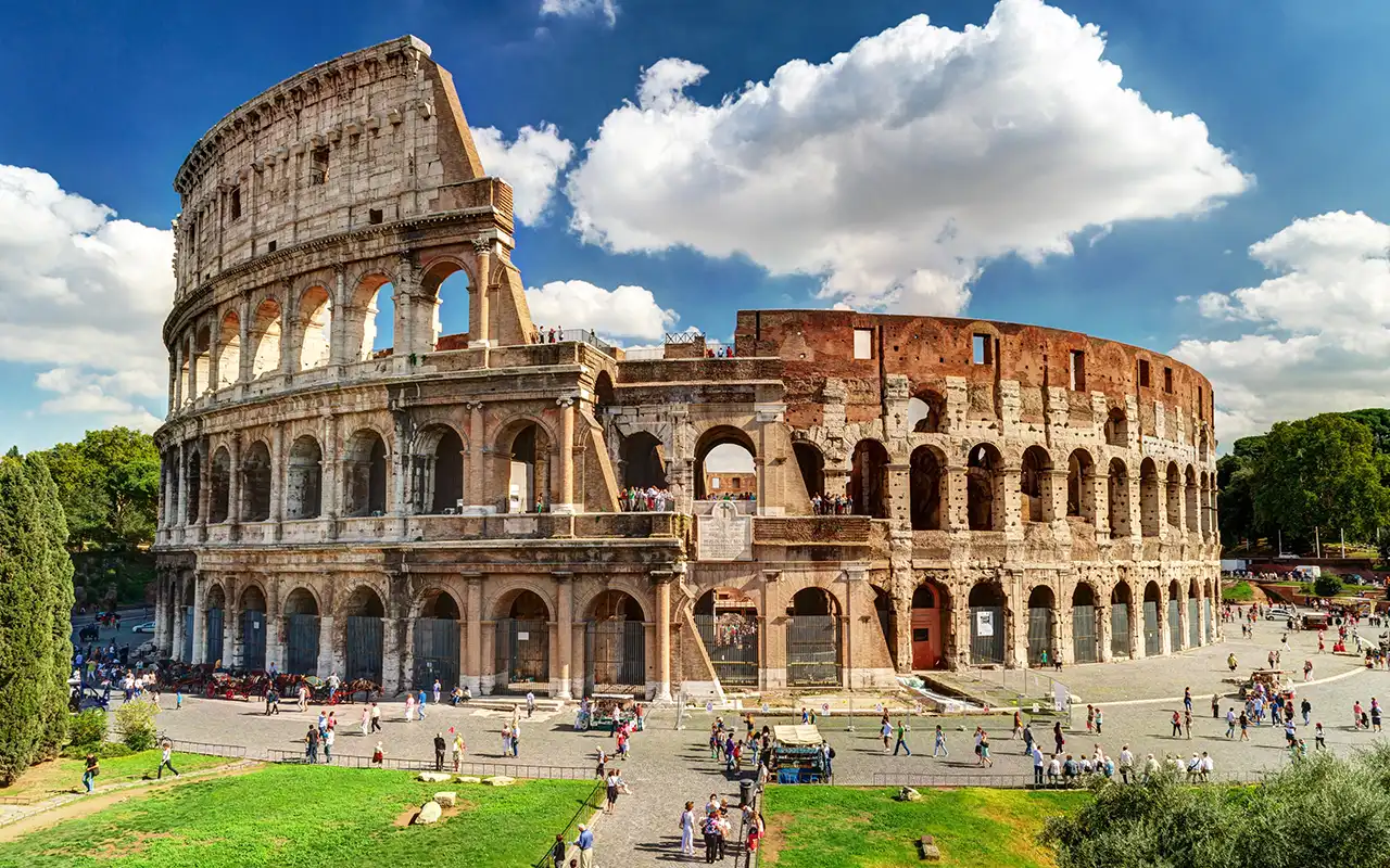 Ancient and majestic view of the Colosseum in Rome, Italy
