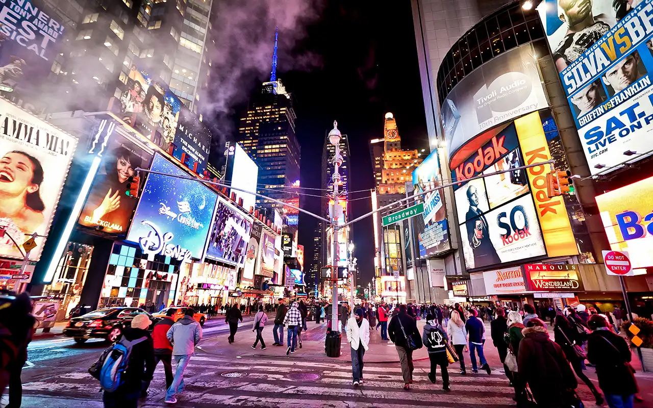 Bustling Energy of Times Square at Night