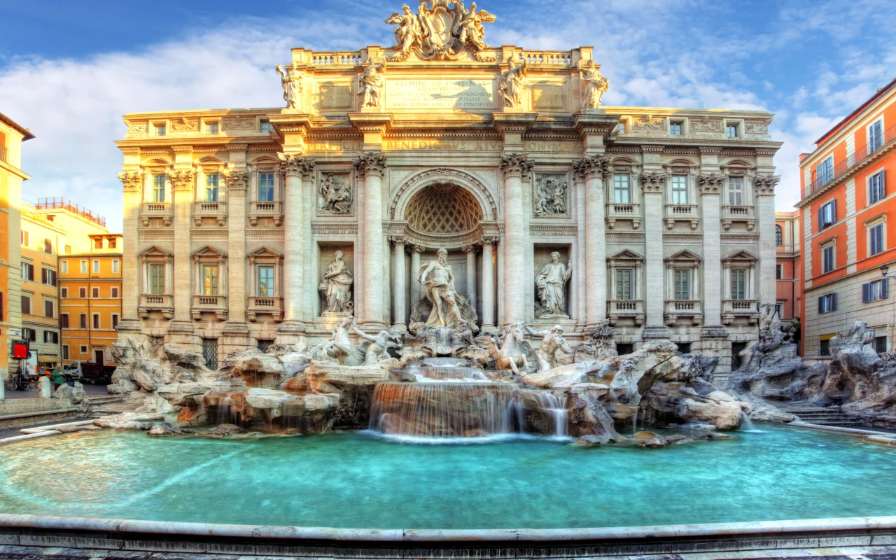 Stunning view of the iconic Trevi Fountain in Rome, Italy