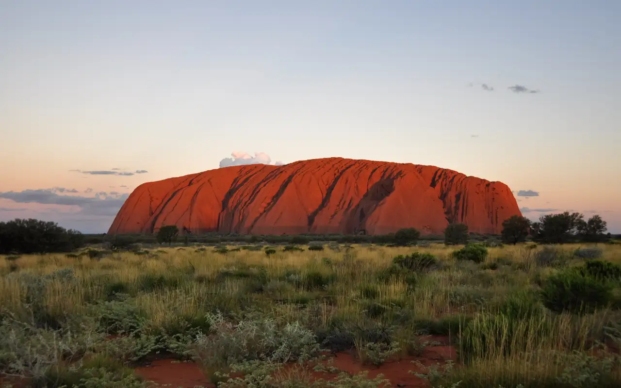 Stunning sunset view of Uluru Ayers Rock in Australia
