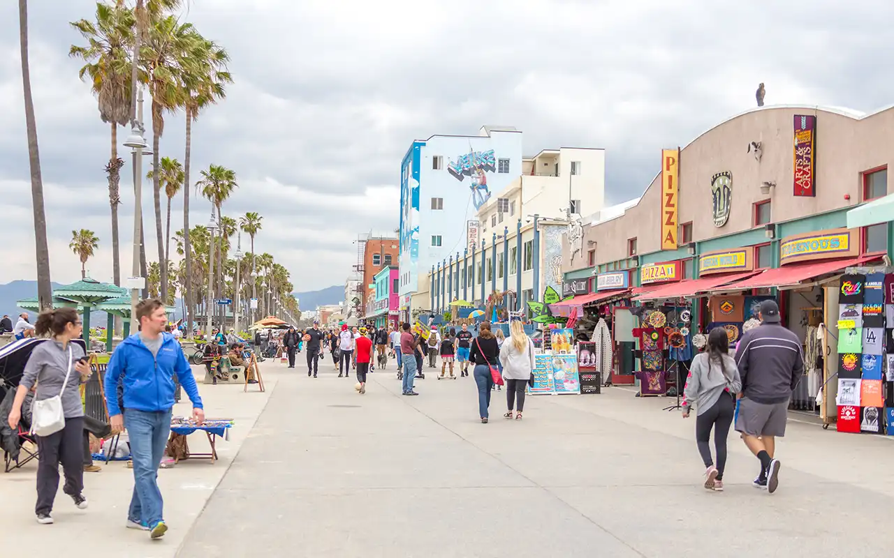 Lively Atmosphere of Venice Beach Boardwalk