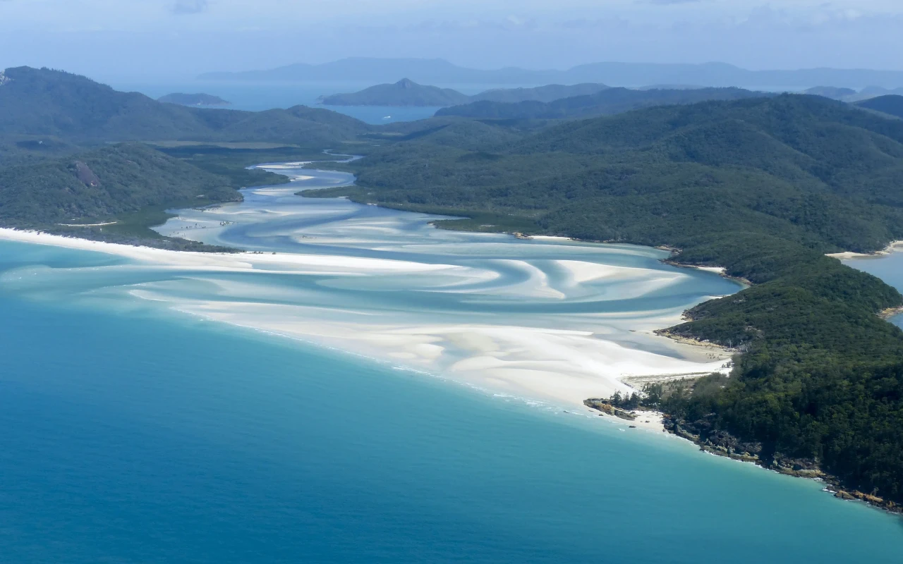 Aerial view of the beautiful Whitsunday Islands in Australia