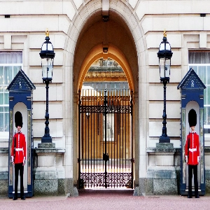 An impressive view of Buckingham Palace, the historic royal residence in London