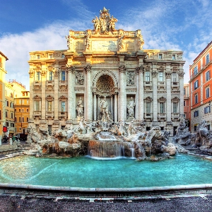 Stunning view of the iconic Trevi Fountain in Rome, Italy