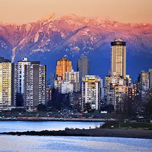 Beautiful cityscape image of Vancouver with stunning ocean view