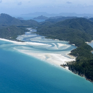 Aerial view of the beautiful Whitsunday Islands in Australia