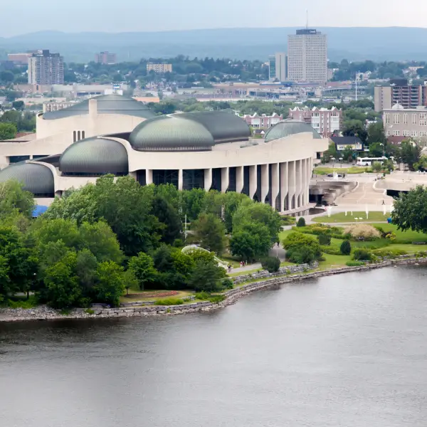 Canadian Museum of History exterior view, showcasing its impressive architecture and historical exhibits