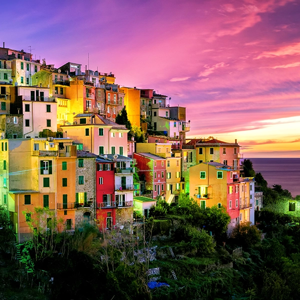 Picturesque landscape of Cinque Terre, Italy with colorful houses and dramatic coastline