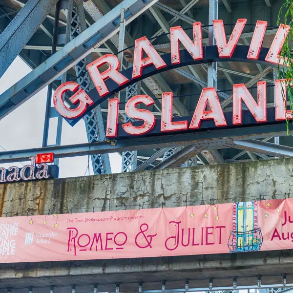 Scenic view of Granville Island, showcasing its vibrant public market, unique shops, and picturesque waterfront.