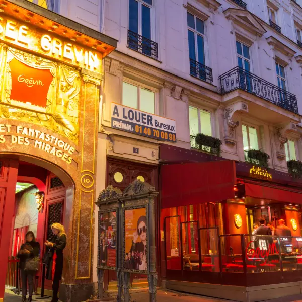 Musee Grevin entrance, featuring the famous French wax museum facade