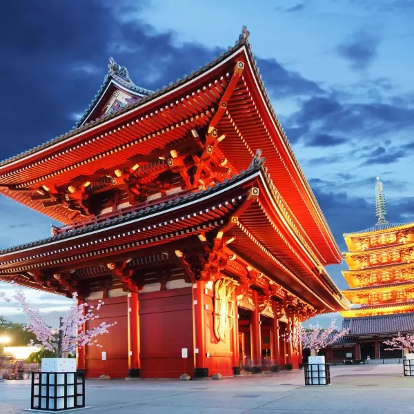 Stunning view of the historic Senso Ji temple in Tokyo, Japan