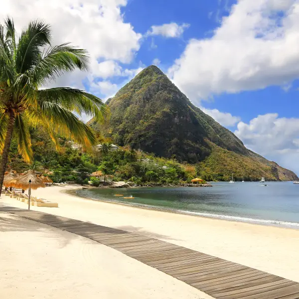 Breathtaking view of the beautiful tropical island St Lucia