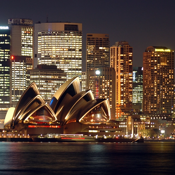 Scenic view of the iconic Sydney Opera House and Harbour Bridge in Sydney, Australia